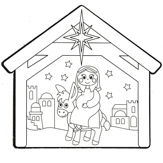 Baker Ross AX571 Nativity Window Decorations - Pack of 12, Unisex Hanging Decoration, Perfect for Kids Arts & Crafts Projects, Ideal for Sunday School Tasks, Craft Groups Activities and Home Crafting