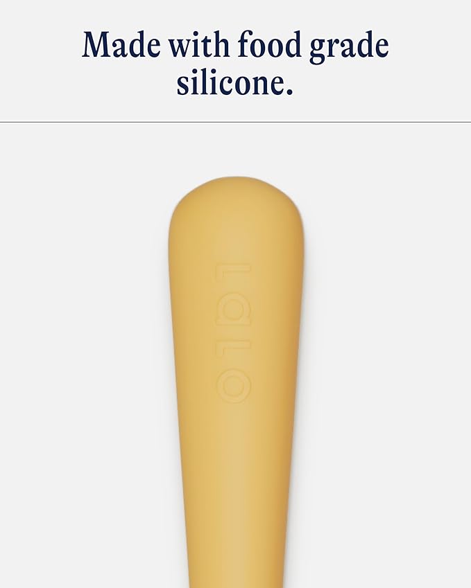 Lalo Little Spoon Set - 2 Piece Baby Spoons Set for Infants & Babies - Made From Food Grade Silicone Dishwasher Safe - Baby Feeding Essentials for Early Stage Mealtime - Honey