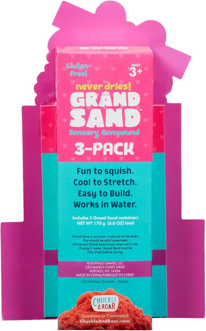 Chuckle & Roar - Grand Sand Valentine Puppy 3 Pack - Arts and Crafts - Fun for Toddlers - Safe and allergen Free - at Home or Classroom Gift