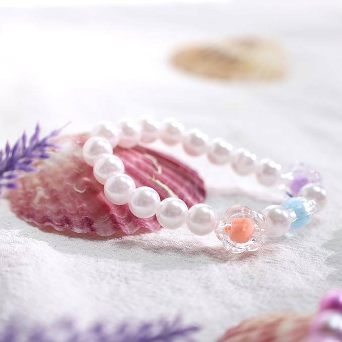 BigOtters Little Girls Necklace Bracelet, 6 Sets Lovely Colorful Beads Jewelry Princess Dress up for Toddlers Pretend Play Party Costume，Easter Eggs Stuffers Kids Easter Gift