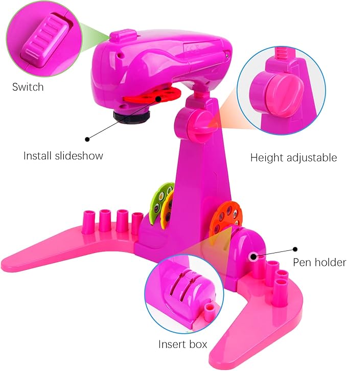 Drawing Projector for Kids Toy,smart art sketcher projector kid toys, with 32 Slide Cartoon Patterns and 12 Color Brush, Adjustable Pattern Size,Suitable for Children to Learn to Draw and Sketch