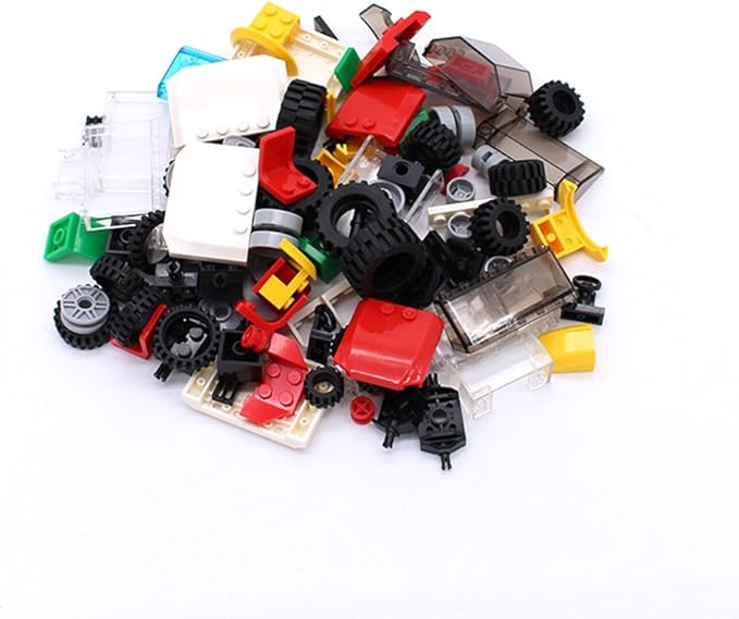 Wheels, Tires, and Axles Set - Building Bricks Block Compatible Major Brands - Steering Wheels, Windshields and Colorful Brick Building Chassis Pieces Education Wheels Set Toy for Boys Age 6+ Gifts
