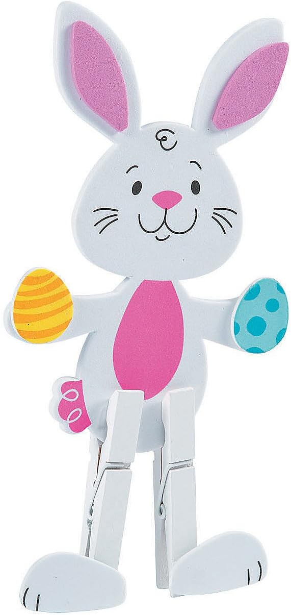 Easter Bunny Clothespin Craft Kit - Makes12 - Easter Crafts for Kids and Fun Home Activities