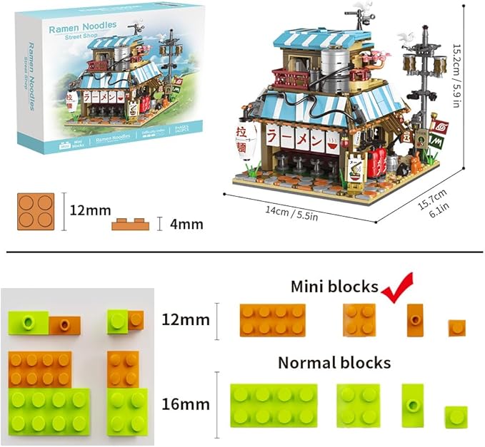 Japanese Ramen Shop Building Blocks Set - Mini Brick Simulation Architecture Construction Toy Ideal Gift Choice for Adult Teen 14+