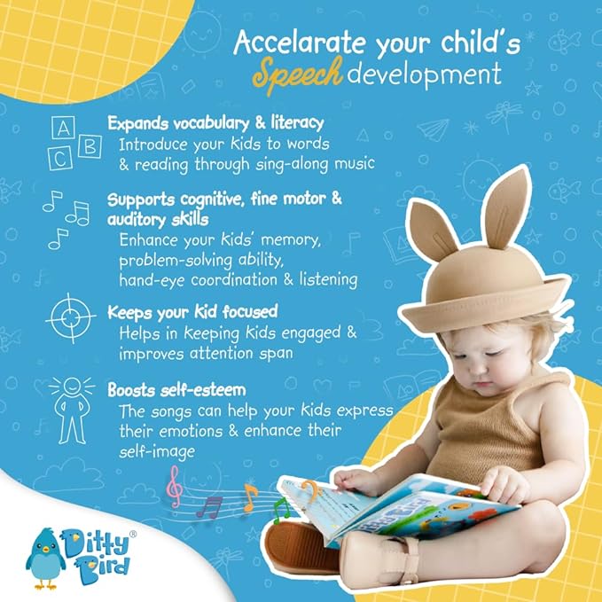 DITTY BIRD Touch & Feel Colors Edition Musical Books | Fun Montessori Toys & Learning Resources | Sensory Toys for Kids | Interactive Toddler Books for 1 Year Old to 3 Year Olds | Sturdy Baby Book