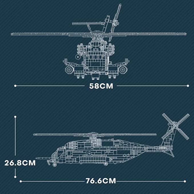 MISINI 33037 CH-53E Super Stallion Transport Helicopter Building Blocks Set, 2192 PCS Airplane Model Building Kits, Educational Toys Gifts for Kid and Adult