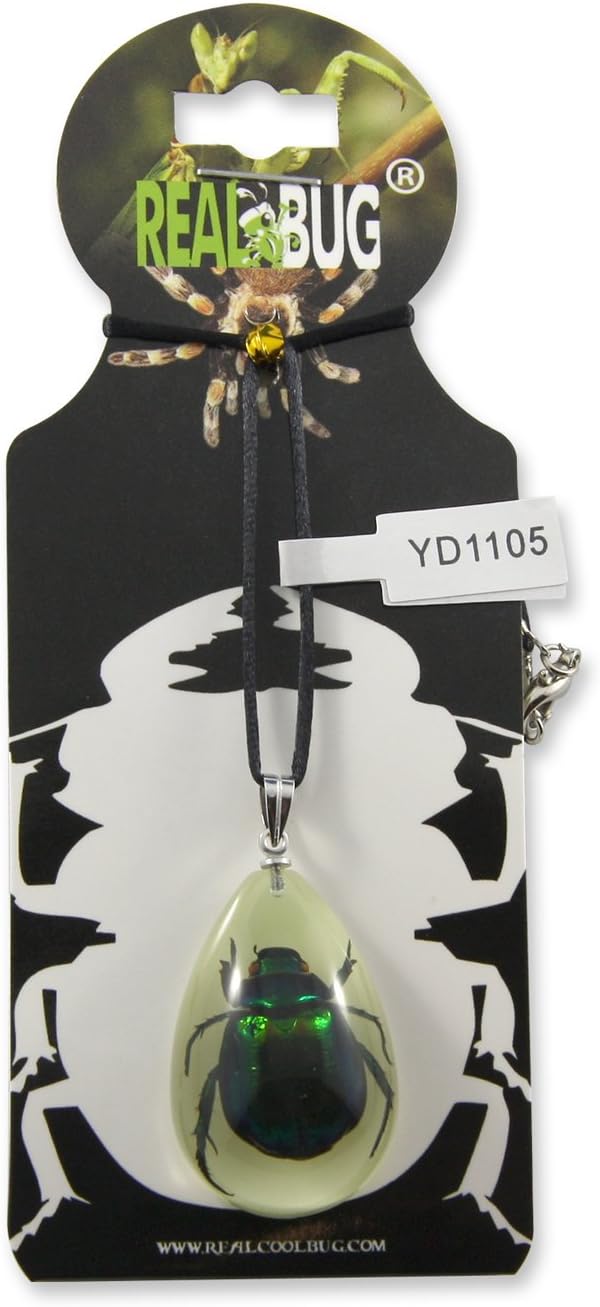 REALBUG Green Chafer Beetle Glow in The Dark Necklace, Small , Black