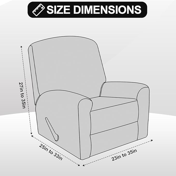 FestiCorp Recliner Chair Covers Real Velvet 4-Pieces Recliner Covers for Small Lazy Boy Recliner Chair Stretch Recliner Sofa Slipcovers Furniture Protector with Side Pocket & Elastic Bottom, Brown