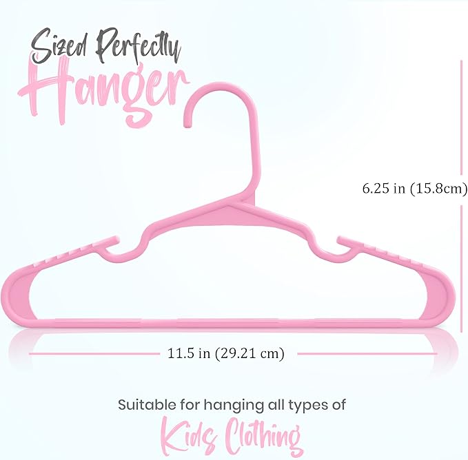 Utopia Home 60 Pack Kids Hangers - 11.5 Inch Plastic Baby Hangers for Closet - Childrens Hanger for Clothes & Infant Hanger for Closet - Ideal for Everyday Standard Use (Baby Pink)