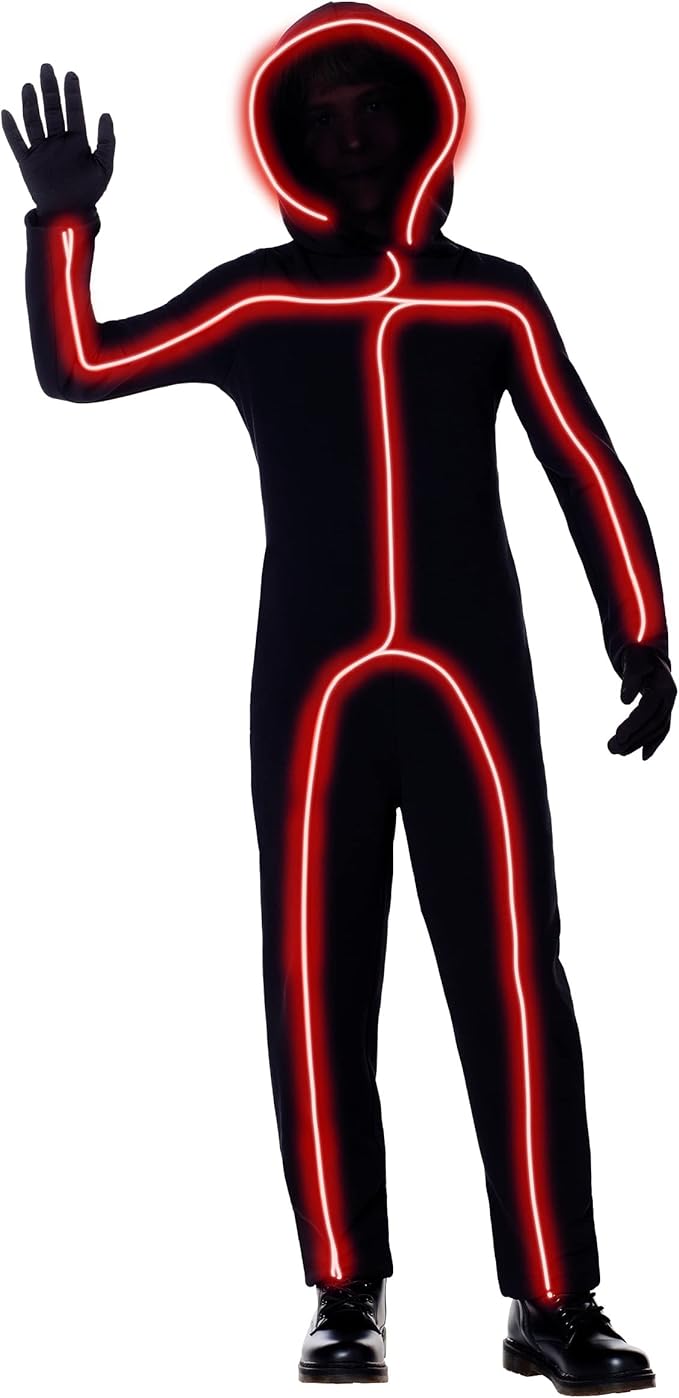 Spirit Halloween Kids Light-Up E.L. Wire Orange Stick Figure Costume | Stick Figure Cosplay | Jumpsuit Outfit | Funny Costume