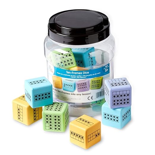 hand2mind Ten Frame Dice, Large Foam Dice for Classroom, Subitizing Dice, Math Manipulatives for Elementary School, Counting Toys for Toddlers, Educational Toys for Preschool Children (Set of 12)