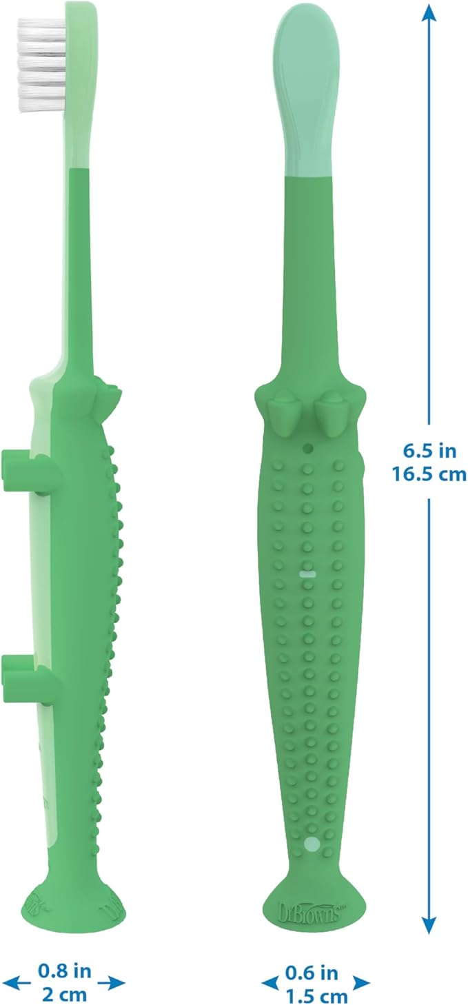 Dr. Brown's Baby and Toddler Toothbrush - Crocodile, BPA Free - Age 1-4Y