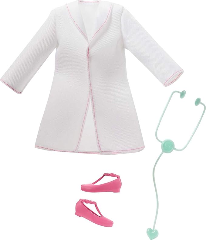 Barbie Careers Fashion Doll & Accessory, Doctor with Curvy Body Type & Brunette Hair Wearing Coat & Flats with Stethoscope