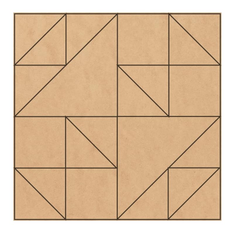 Unfinished Barn Quilt Square Wooden Sign, Country Decor Canvas Quilts Blocks (18 inches, Old Maids Puzzle)