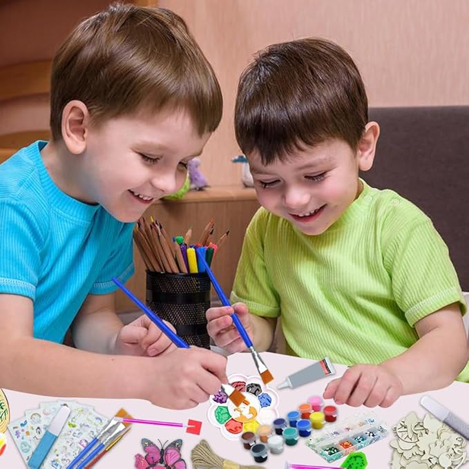 Quimoy Christmas Crafts for Adults, 24 Pcs DIY Christmas Ornaments Kits, Arts and Crafts Kits for Kids Adults, Wooden Painting Crafts, Christmas Wood Ornaments for Crafts