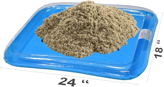 Natural 5 Pound Refill Pack - Including: 5 Pounds Moldable Indoor Play Sand, Storage Container and Inflatable Sandbox