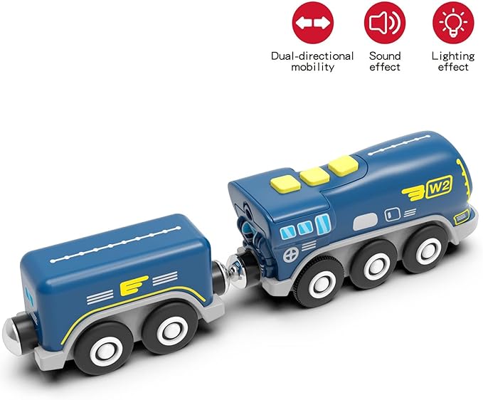 Z MAYABBO Battery Operated Locomotive Trains for Wooden Tracks, Powerful Engine Toy Train Vehicle for Railway Track, Science Fiction Train Car Series Fit All Brands Railroad (Battery Not Included)