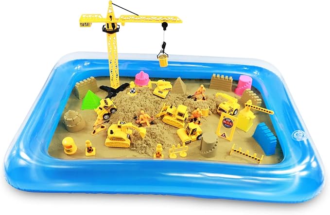 FYZ Brothers Play Sand Kit for Kids, 40 Pcs Sandbox Toys Set, 3lbs Sensory Sand, Sand Molding Tools, Construction Toys and Signs, Christmas Gift for Boys and Girls