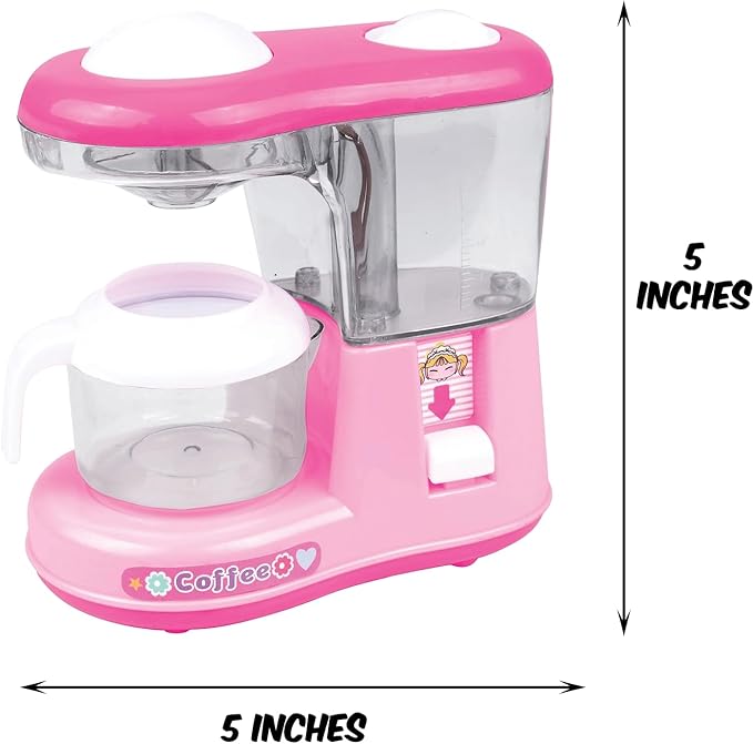 PowerTRC Kitchen Appliance Playset with Light & Sound – Includes Kettle, Coffee Maker, Mixer, and Accessories for Kids Age 4-8 – Fun Pretend Play Kitchen Appliances