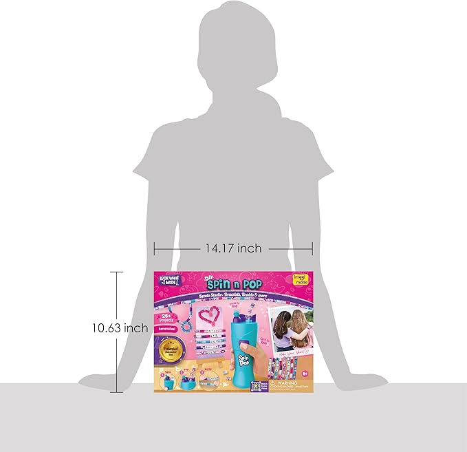 Imagimake Spin n Pop : DIY Bracelets Braids & More | Patented Electric Bracelet Maker | DIY Craft Kits for Girls Ages 8-13 | Create 25+ Accessories for Girls 10-12 | Teenage Girl Gift Ideas