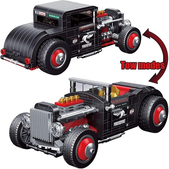 RiceBlock Champion Car Building Toys Gifts for Kids Boys Aged 7-14, Retro Car Building Blocks Sets, 452 Pieces DIY Building Kit Compatible with Lego Sets