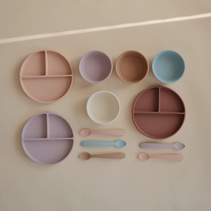 mushie Silicone Suction Bowl | BPA-Free Non-Slip Design (Soft Lilac)