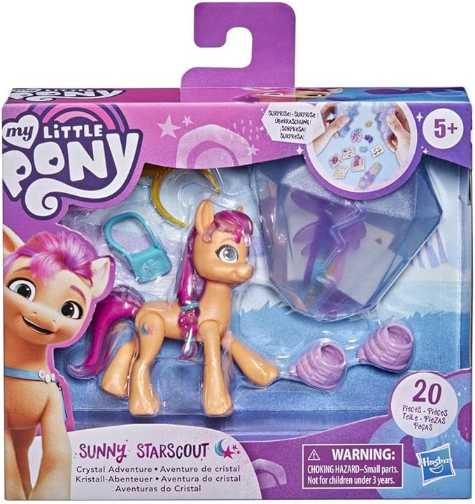 My Little Pony: A New Generation Movie Crystal Adventure Sunny Starscout - 3-Inch Orange Pony Toy, Surprise Accessories, Bracelet, Kids Easter Basket Stuffers (Accessory Colors May Vary)