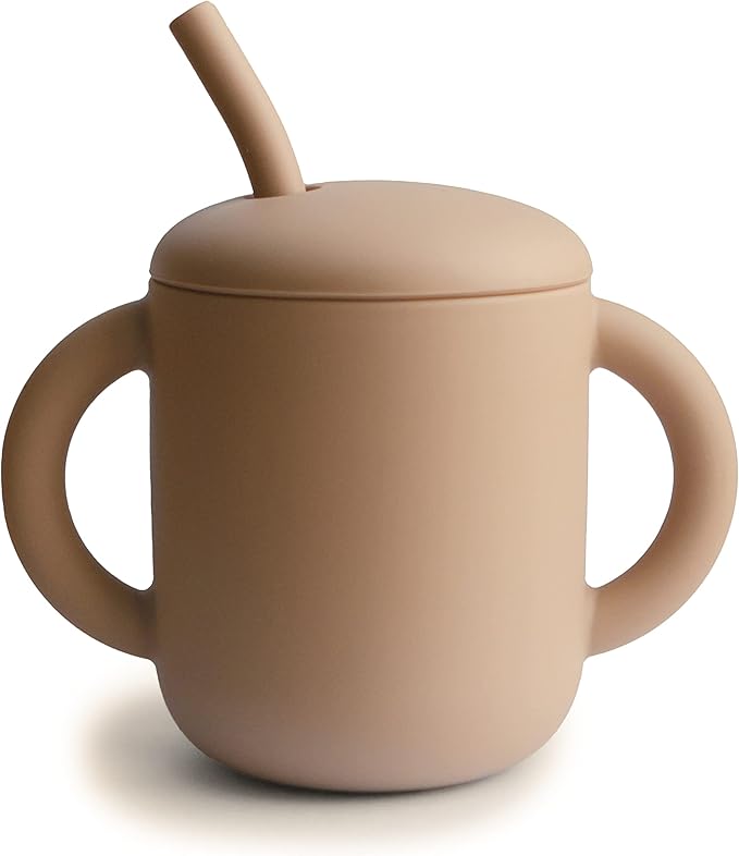 mushie 100% Silicone Training Cup & Straw for Toddlers | 6 Months+ (Natural)