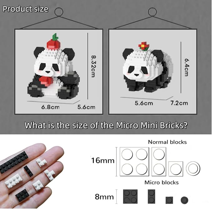 QMEAKMONY Mini Building Blocks Panda Sets Cute Micro Mini Panda Building Bricks for Adults Micro Nano Bricks Perfect Party Favors for Teenagers. (359 PCS)
