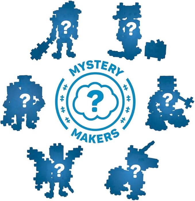 PLUS PLUS Set of 9 Mystery Makers, Stem Building Toy, Party Favor Gifts, Interlocking Mini 3D Puzzle Blocks for Kids - Pets, Animals, Fantasy
