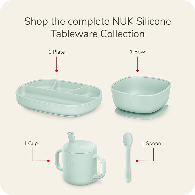 NUK Silicone Baby Spoons, Durable Silicone Material, Easy to Hold & Feed, Dishwasher-Safe, BPA-Free, Pack of 3