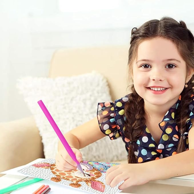 FQOVKYN 4 Packs Cute Animals Diamond Art Kits for Kids, DIY Cartoon Small Diamond Painting Kits for Kids Age 6-12, Diamond Art and Crafts Kits for Girls Boys Birthday Gift(6 * 6inch)