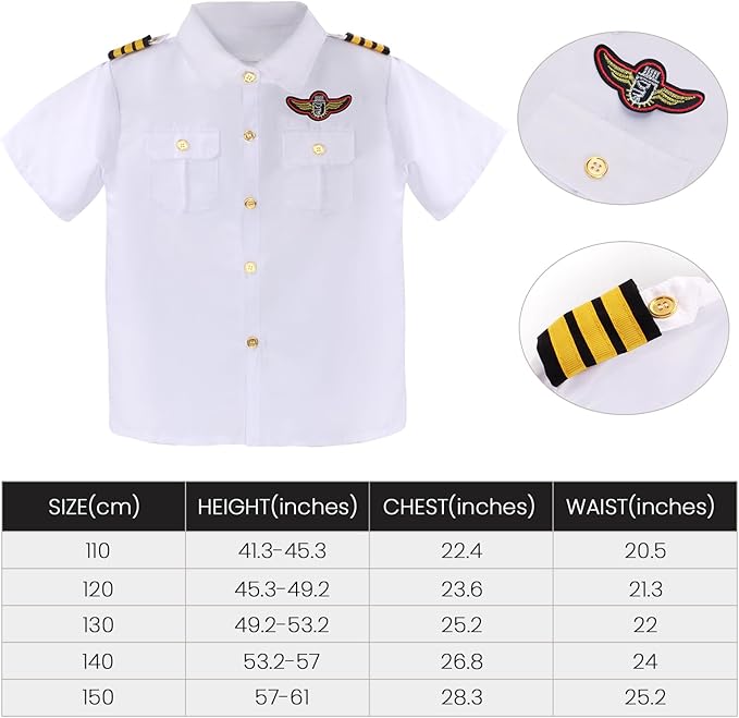 Yewong Kids Yacht Captain Sailor Costume Navy Admiral Uniform Hat Accessories Set for Halloween Birthday Boat Party