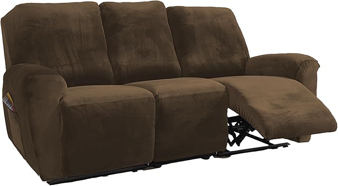 NORTHERN BROTHERS Stretchy Recliner Chair Covers, Velvet Recliner Covers, Lazy Boy Chair Cover (Dark Brown, 3 Seat)