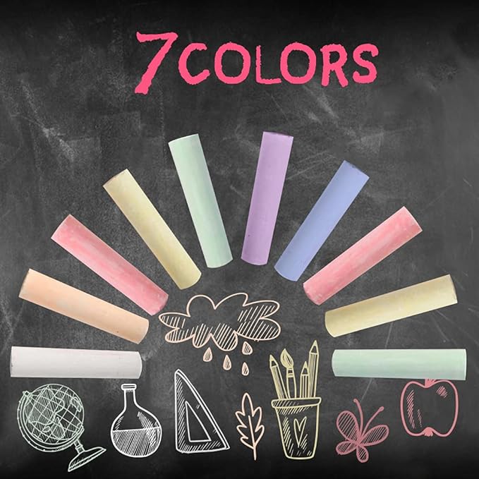 ArtCreativity Sidewalk Chalk for Kids, (38 Pieces) Bulk Jumbo Colored Sidewalk Chalk for Toddlers 1-3, Dustless, Washable & Non-Toxic, Use Outdoor or on Indoor Chalkboard or Blackboard