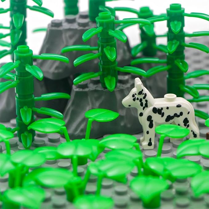 BroTex Plants Tree Accessories Jungle - Botanical Parts Bricks Flower Leaf Forest Flower Plants Pieces Building Blocks Set, Animals Farm Squirrel Birds Grass Garden House Toy (Without Baseplate)