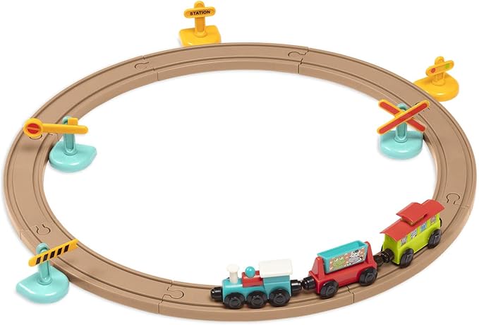 Battat – Train Set For Kids, Toddlers – 29Pc Train Track Set With Trains And Accessories – Developmental Toy- All Aboard Train Set – 2 Years +