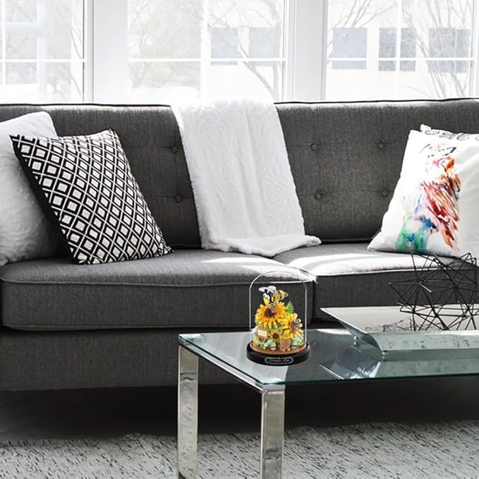 Bee Garden Building Blocks Set - 548 PCS Mini Brick Blocks with Base and Dust Cover, Artifical Flower Office Home Décor for Mother Friend Girlfriend