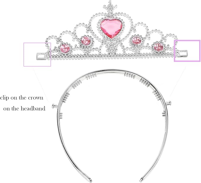 Princess Cape Set Dress Up Accessories Party Cosplay Cloak Costumes with Tiara Crown Wand Wig Golves for Little Girls