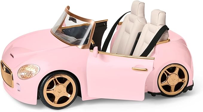 American Girl Truly Me 18-inch Doll Pink Remote-Control Sports Car Playset with Working Doors & Headlights, For Ages 6+
