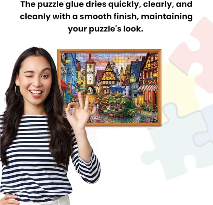 MasterPieces Puzzle Glue and Wide Plastic Spreader 5oz - Pack - Jigsaw Puzzle Saver Clear Glue for Puzzle Protector