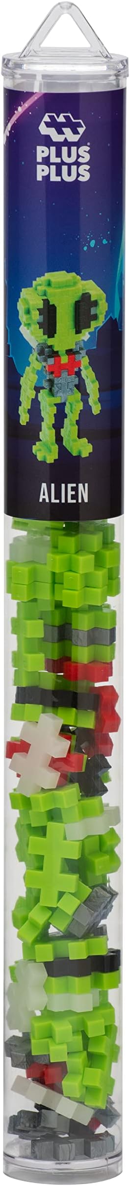 Plus Plus 3D Puzzle Cryptid Construction Building Block Set, Fun Fantasy Figures Stem Toys for Kids, 70 Interlocking Pieces - Alien Mini Maker Tube