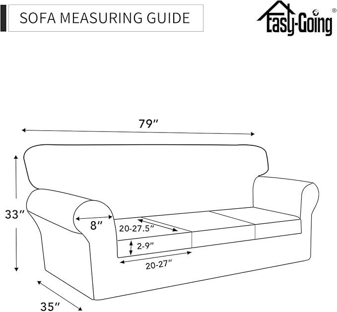 Easy-Going 100% Dual Waterproof Stretch Soft Couch Cover for Dogs, Sofa Slipcover for 3 Separate Cushion Couch Leakproof Furniture Protector for Kids, Pets Navy