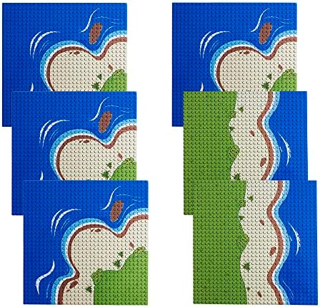Apostrophe Games Island Building Blocks Base Plates Compatible with All Major Brands - 6 Pack of Beach Plates - 4 Corners & 2 Straight