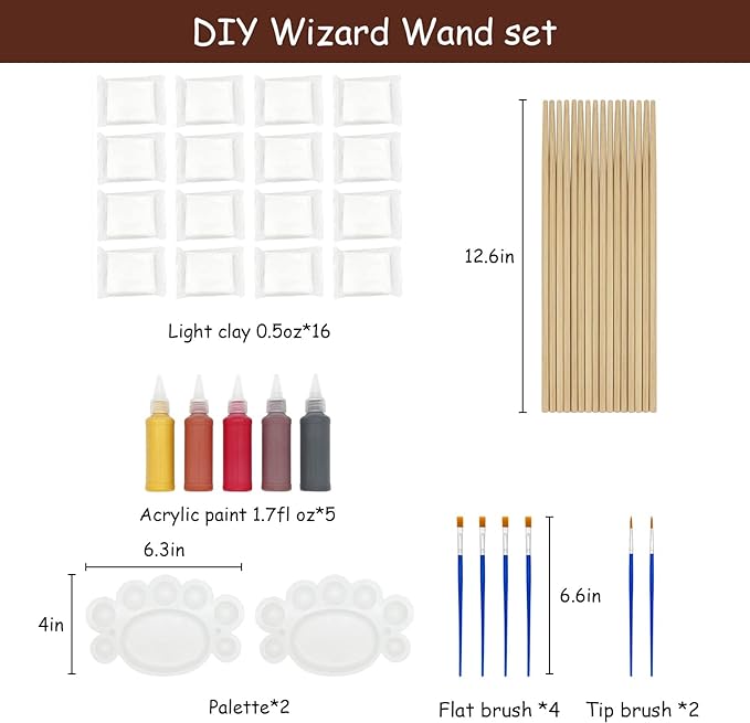 Magic Wizard Wand Making Kit DIY Craft Set for Kids Adult Birthday Party Gift Make Your Own Wands 45-Piece