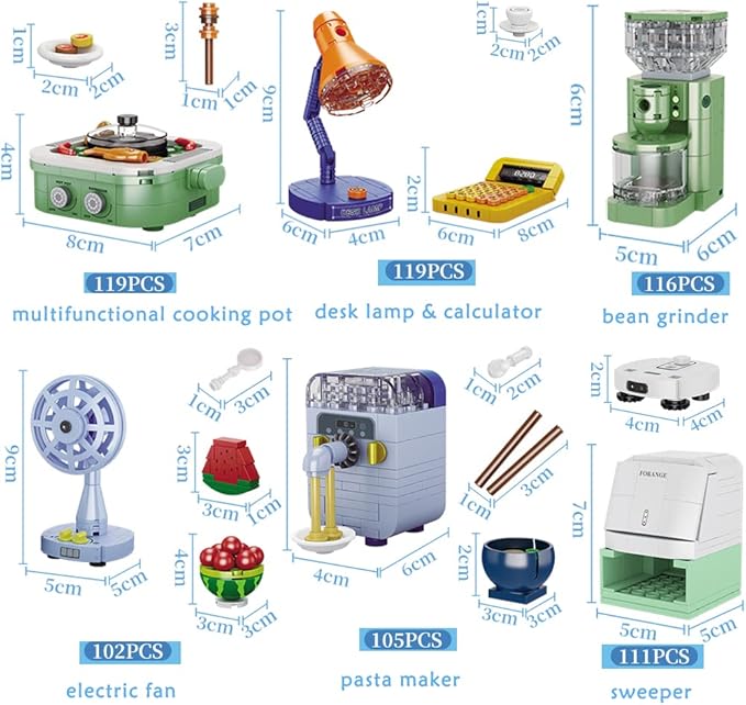 Girls Building Set, 12 PCS Mini Electric Appliances Building Blocks Toy for Kids Age 6+, STEM Building Blocks Toy, Classroom Prizes, Birthday Gifts for Girls 1323 Pieces