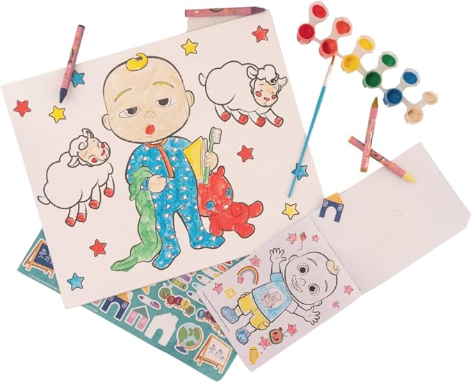 Innovative Designs Cocomelon Creative Coloring Canvas Painting and Activity Set for Kids, 1000+ pcs