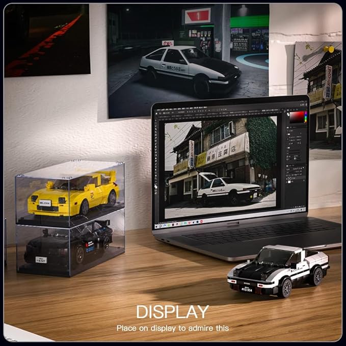 Mould King AE86 Initial D Car Models Building Sets with Display Case, 27013 Collectible Model Car Kits Race Car Building Blocks, Speed Champion Car Building Kits for Adults Kids 8+(399 PCS)
