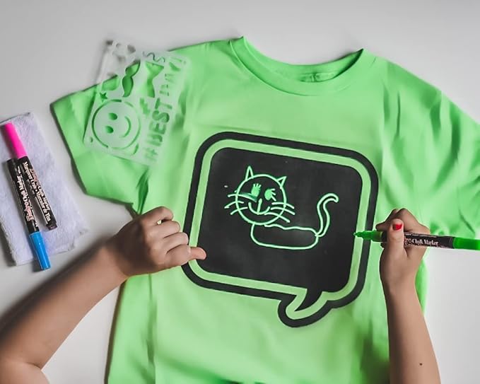 Speech Bubble Chalkboard T-Shirt Kit for Kids, Green (Large)