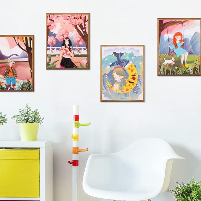 Yohelly 8 Pcs DIY Sticky Mosaic Art Crafts Early Learning Games Art Kit for Preschool Toddlers Boys and Girls